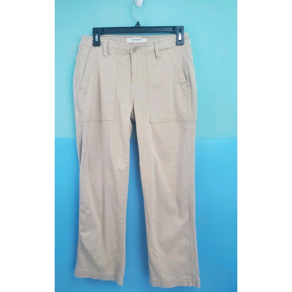 LIVERPOOL Los Angeles Utility Cargo Pants Beige Tan Khaki Size 2 / 26 Classic...